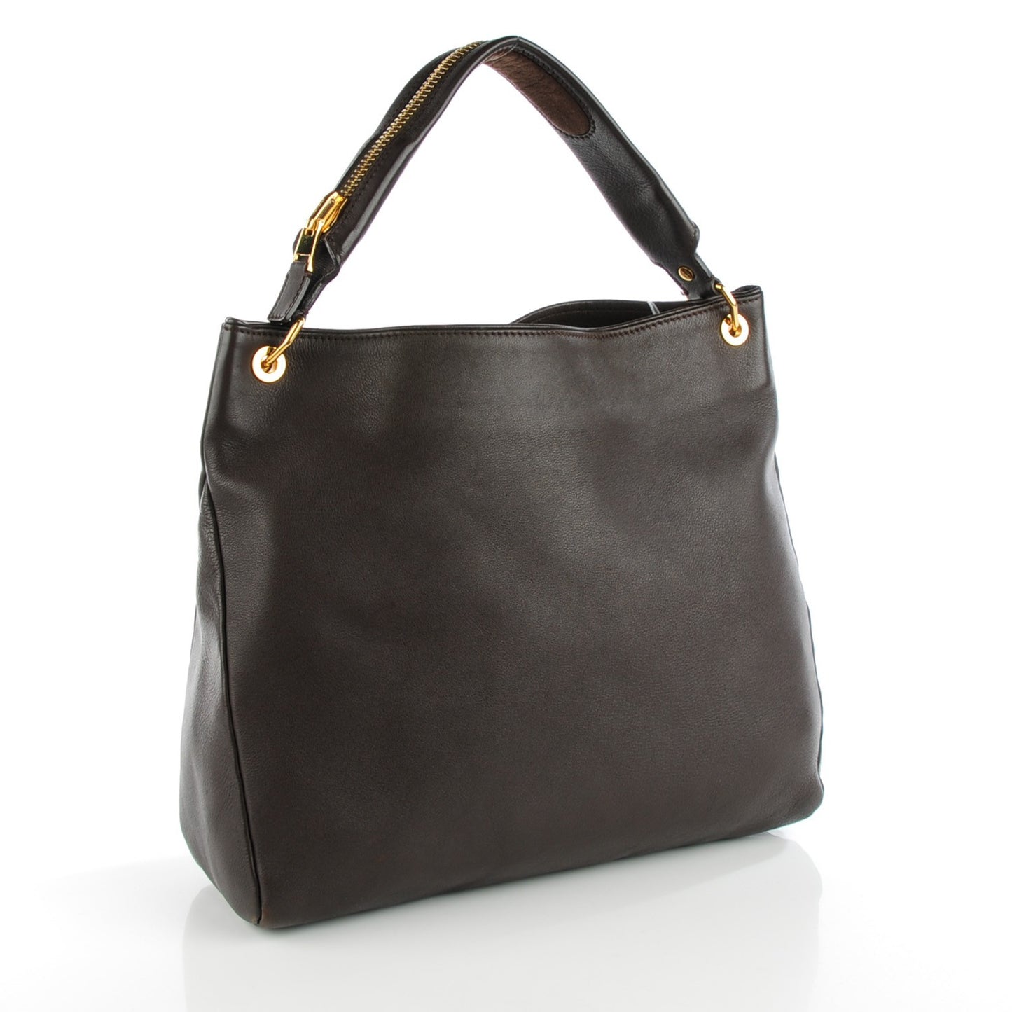 Calfskin Zipper Strap Hobo Brown