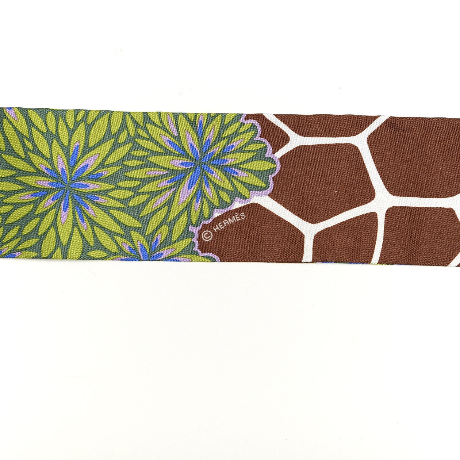 Hermes Silk The Three Graces Twilly Bleu Vert Marron 3 of 5