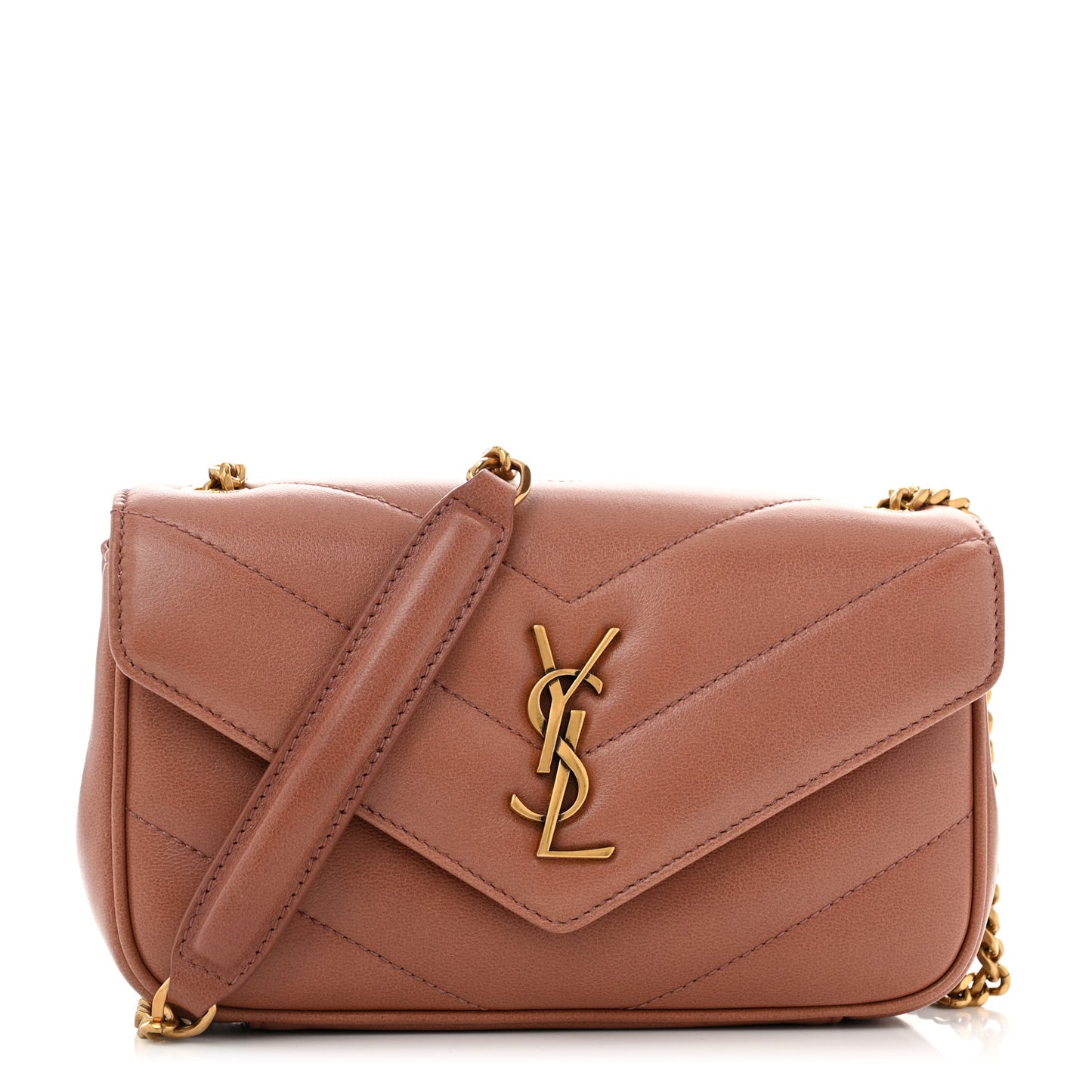 Lambskin Chevron Quilted Mini Loulou Barely Pink