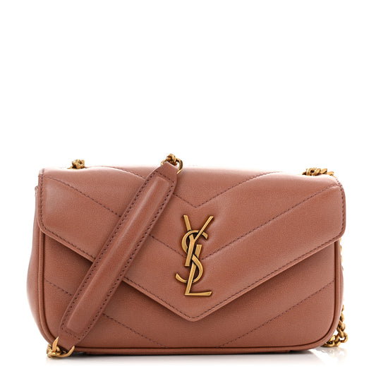 Lambskin Chevron Quilted Mini Loulou Bag Barely Pink