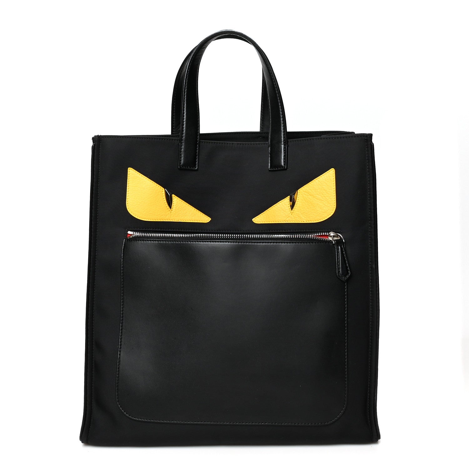Fendi Nylon Vitello Liberty Dolce Monster Eyes Tote Black Sunflower 1 of 16