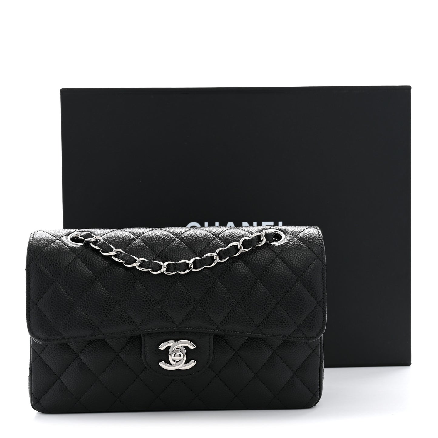 Caviar Quilted Small Double Flap Black