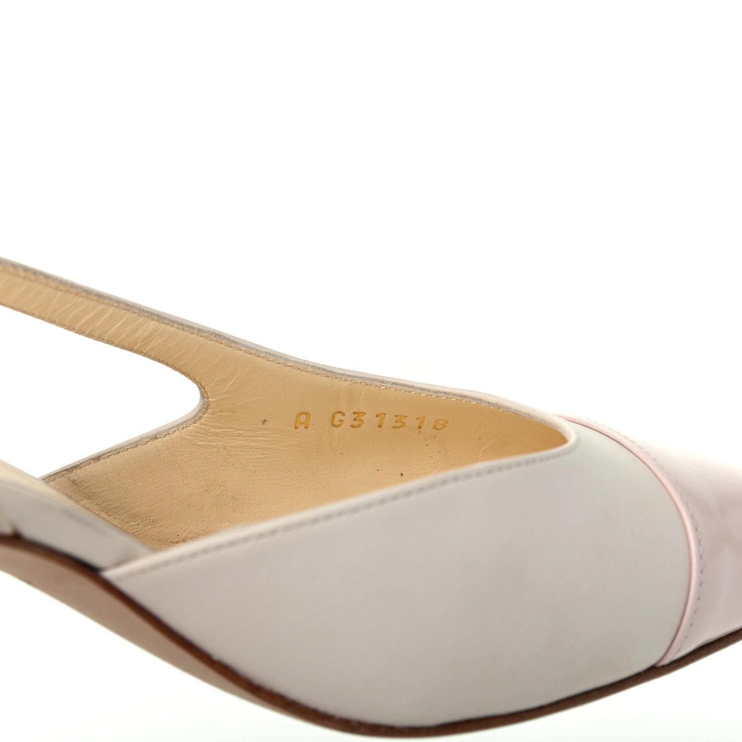 Chanel Glazed Calfskin Cap Toe CC Slingback Pumps 36 White Pink 8 of 11