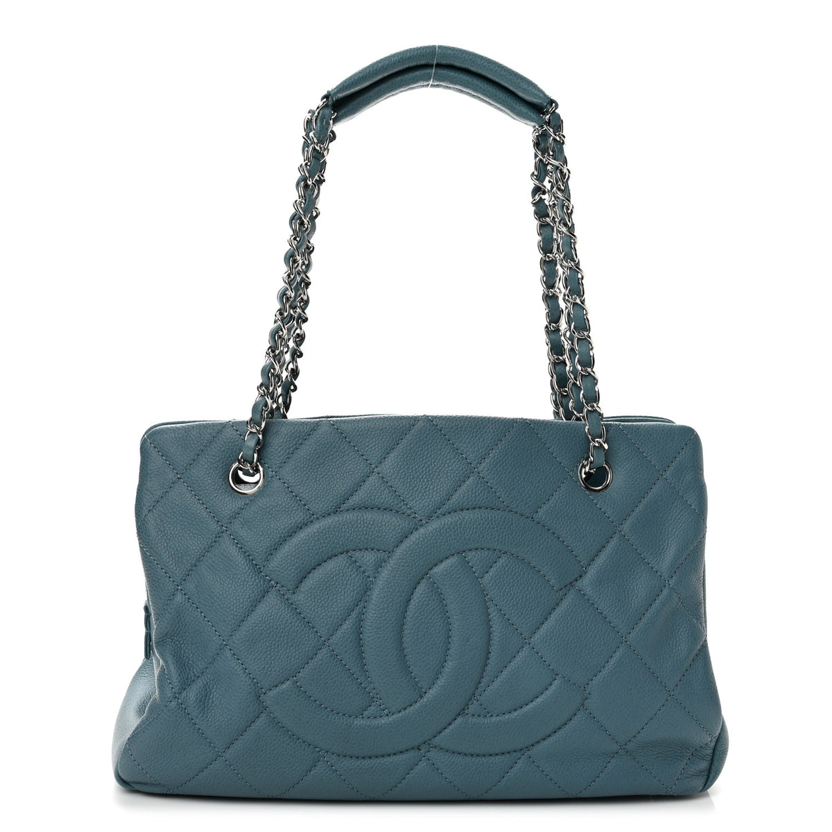 Chanel Caviar Quilted CC Timeless Soft Tote Blue 1 of 14