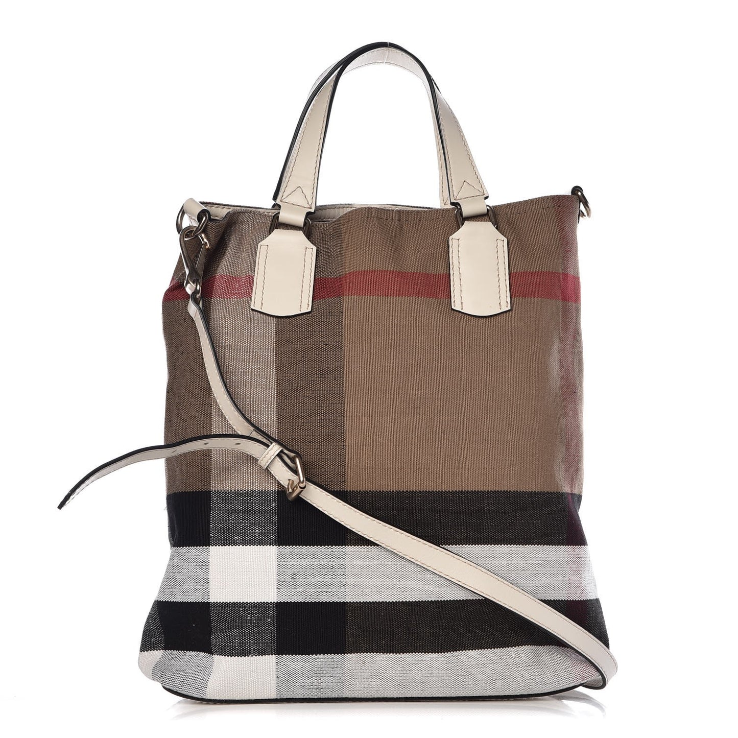 Canvas Mega Check Medium Tottenham Brit Tote White