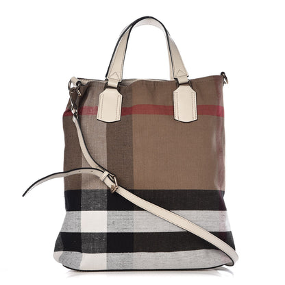 Burberry Canvas Mega Check Medium Tottenham Brit Tote White 1 of 7
