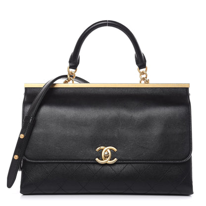 Chanel Lambskin Stitched Medium Coco Luxe Handle Flap Black 1 of 14