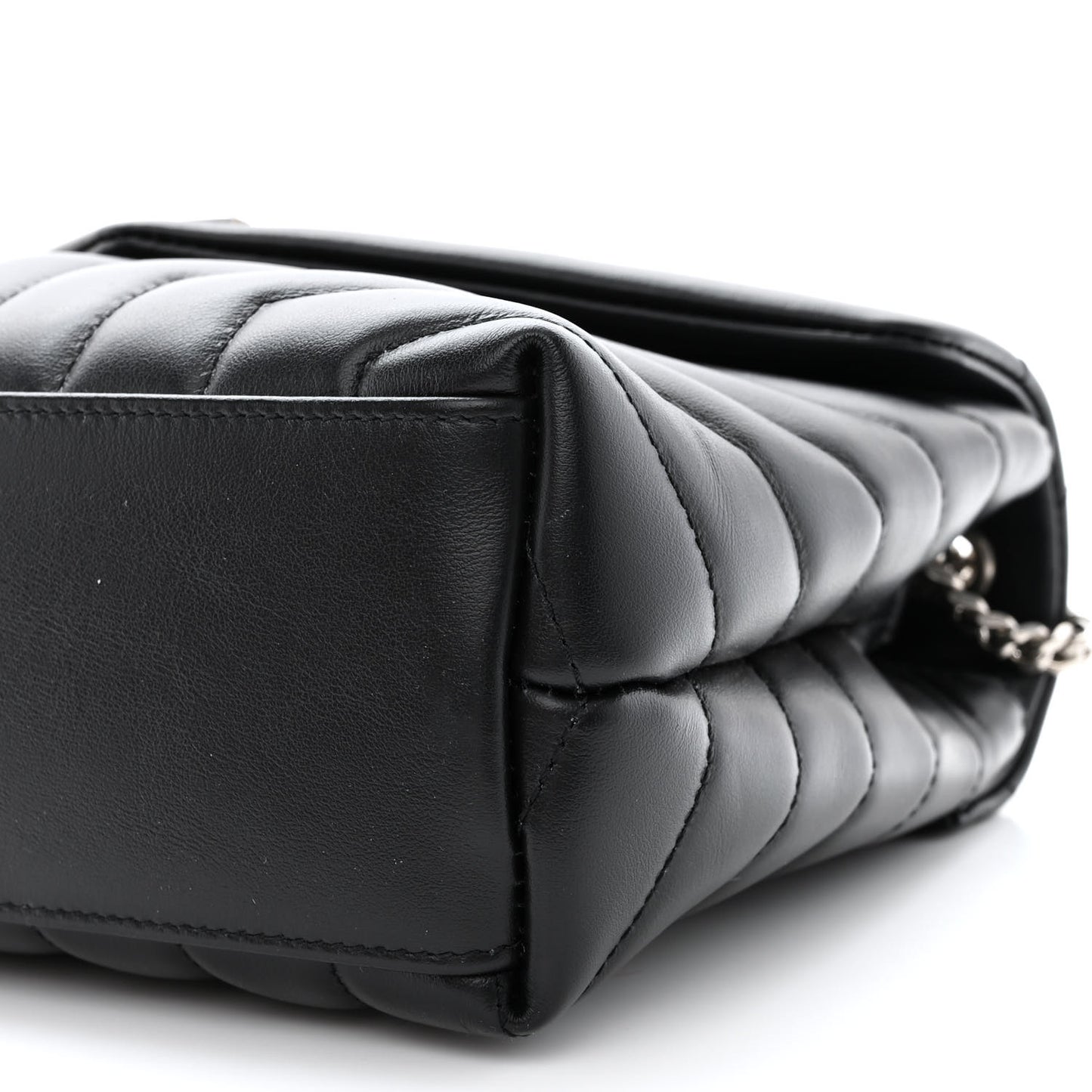Calfskin Y Quilted Monogram Small Loulou Chain Satchel Black