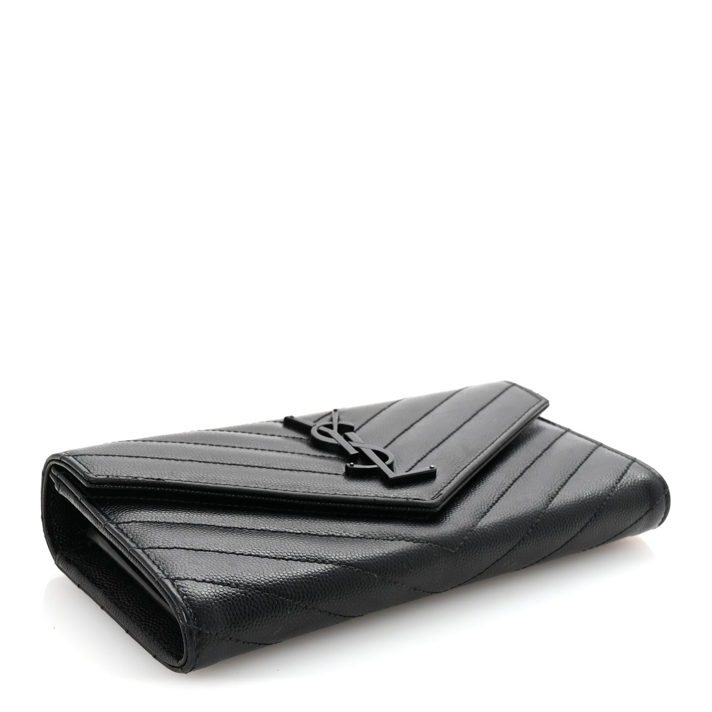 Grain De Poudre Matelasse Chevron Monogram Flap Wallet Black