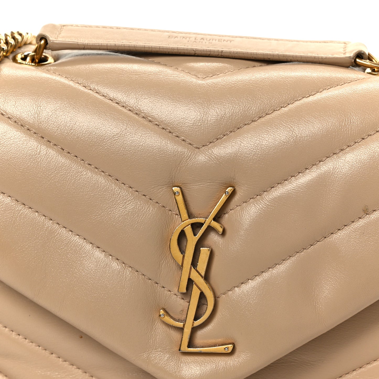 Calfskin Y Quilted Monogram Small Loulou Chain Satchel Dark Beige