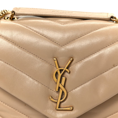 Saint Laurent Calfskin Y Quilted Monogram Small Loulou Chain Satchel Dark Beige 9 of 12