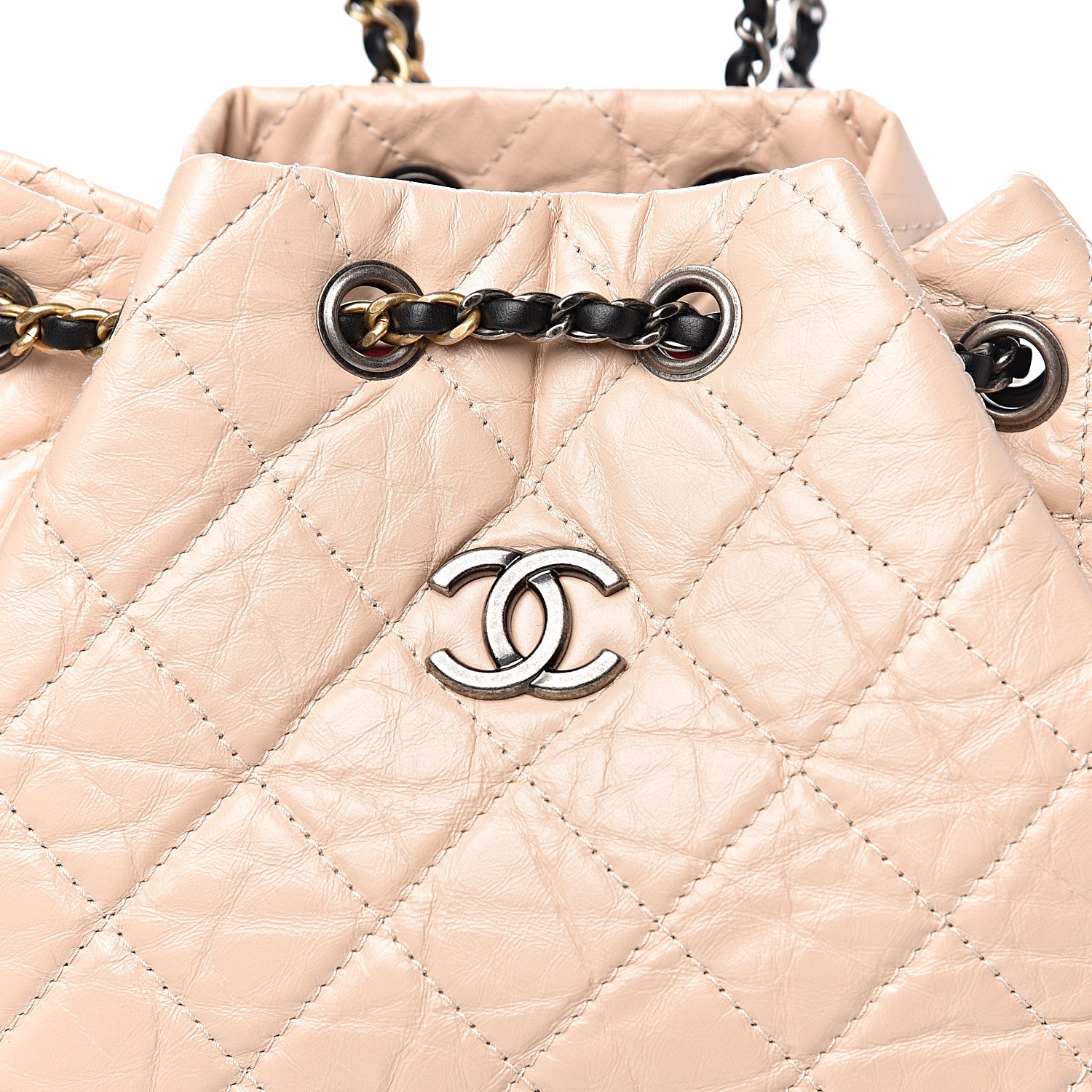 Chanel Aged Calfskin Quilted Small Gabrielle Backpack Beige Black 10 of 11