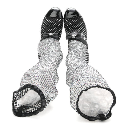 Chanel Mesh Crystal Patent CC Bow High Boots 40 Black 2 of 8