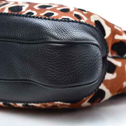 Gucci Calf Hair Leopard Print Medium New Jackie Shoulder Bag Tobacco 9 of 10