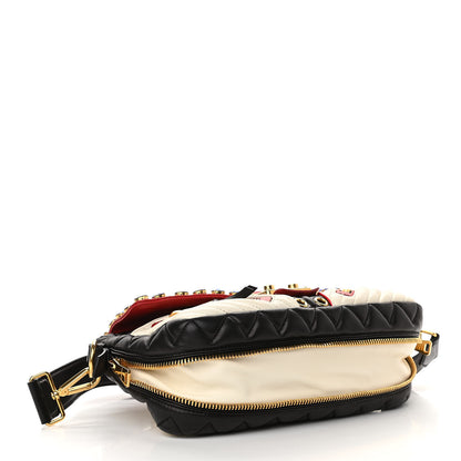 Miu Miu Nappa Matelasse Biker Shoulder Bag Red White Black 5 of 16