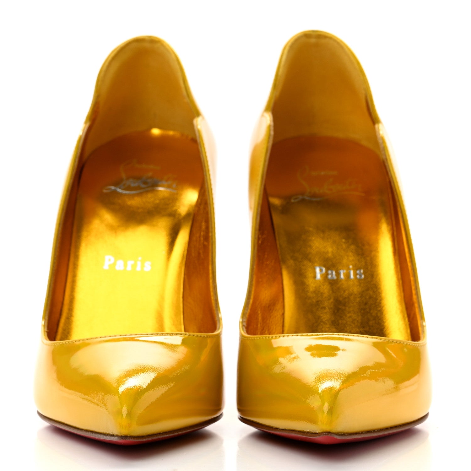 Christian Louboutin Metallic Patent Psychic Hot Chick 100 Pumps 36 Yellow 2 of 8