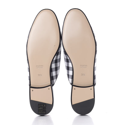 Gucci Cotton Gingham Womens Princetown Slippers 38.5 White Black 5 of 10