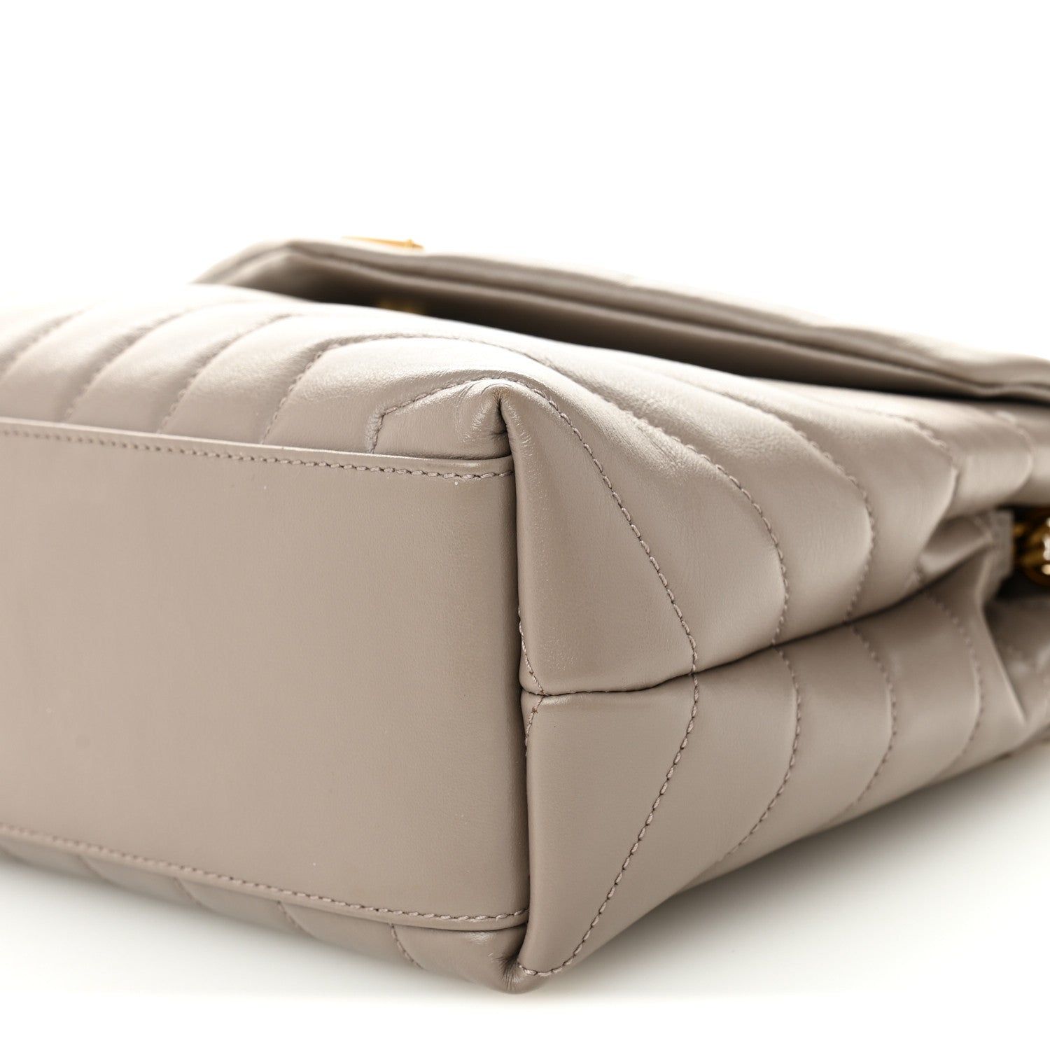 Saint Laurent Calfskin Y Quilted Monogram Small Loulou Chain Satchel Greyish Brown 10 of 11