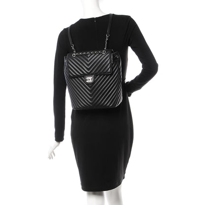 Chanel Calfskin Chevron Quilted Large Urban Spirit Backpack Black 2 of 7