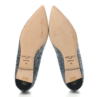 Jimmy Choo Glitter Degrade Fireball Gabie Flats 40 Silver Dusk Blue 5 of 7