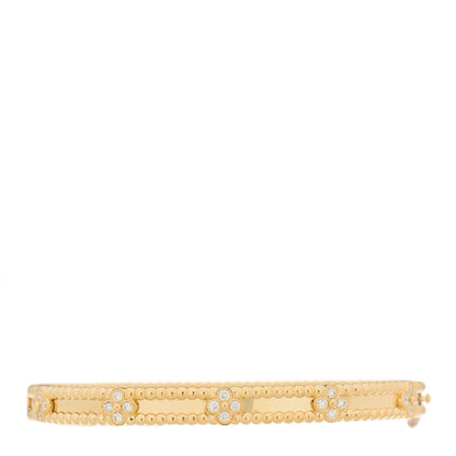 Van Cleef & Arpels 18K Yellow Gold Diamond Perlee Sweet Clovers Bracelet M 1 of 4