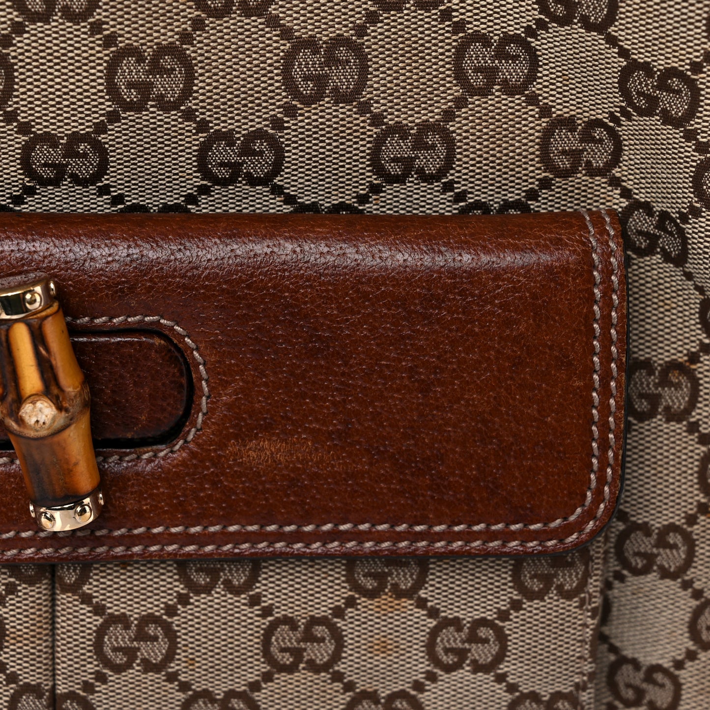 Monogram Bamboo Top Handle Bag Brown