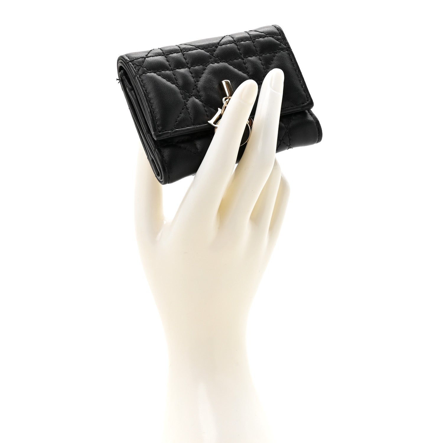 Christian Dior Lambskin Cannage My Dior Veronia Wallet Black 2 of 10