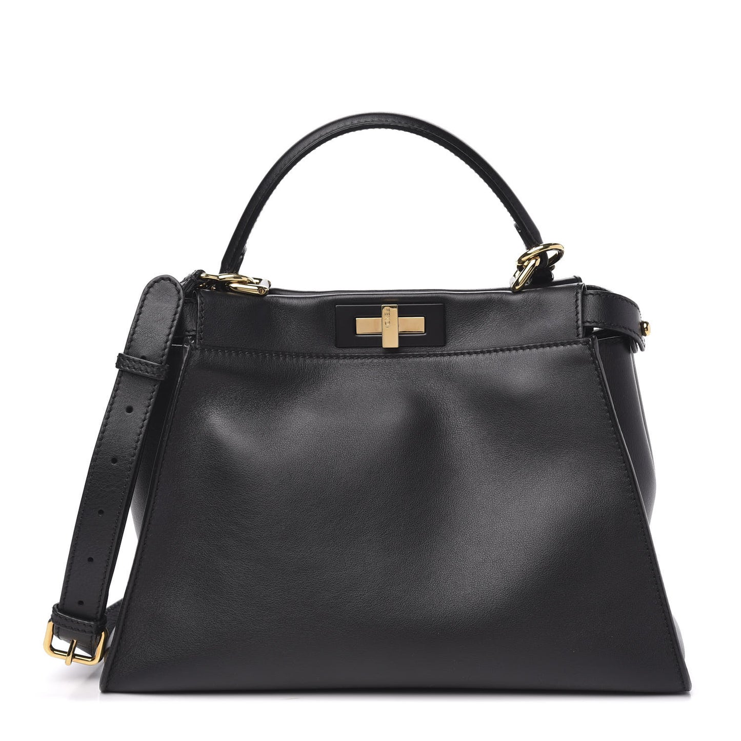 Vitello Seta Shiny Nappa Medium Peekaboo Iconic Satchel Black