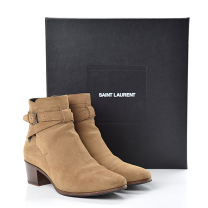 Saint Laurent Suede Womens Blake Ankle Boots 35 New Sigaro 17 of 17
