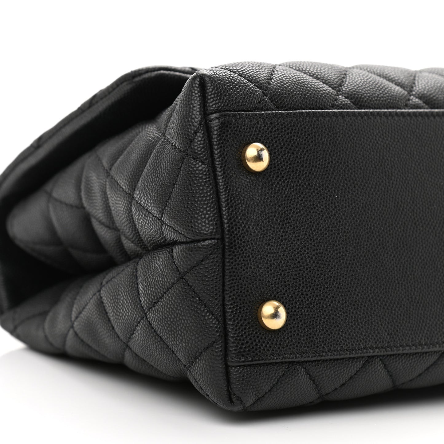 Caviar Lizard Quilted Small Coco Handle Flap Black