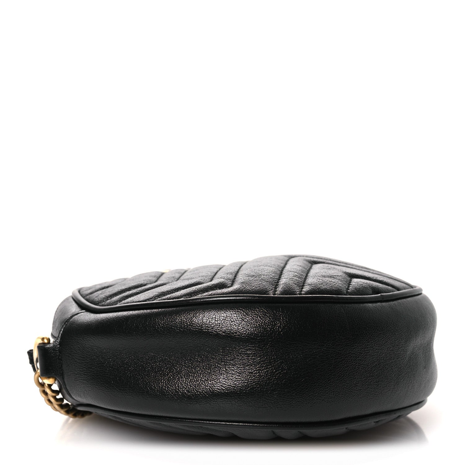 Gucci Azalea Calfskin Matelasse Heart Mini GG Marmont Round Shoulder Bag Black 3 of 9