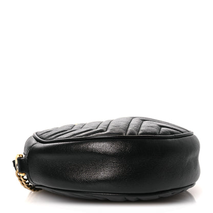 Gucci Azalea Calfskin Matelasse Heart Mini GG Marmont Round Shoulder Bag Black 3 of 9