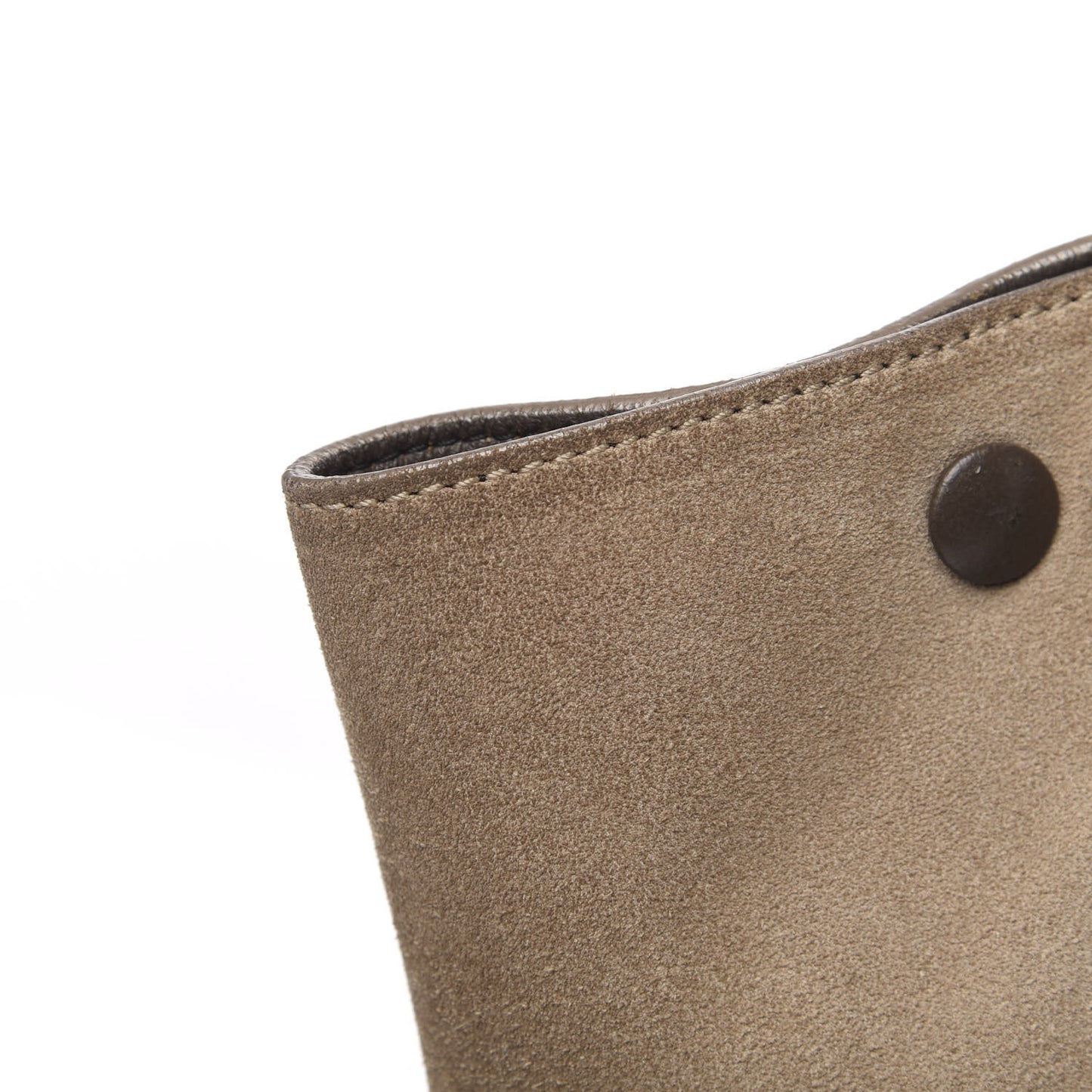 Drummed Calfskin Suede Medium Trapeze Taupe