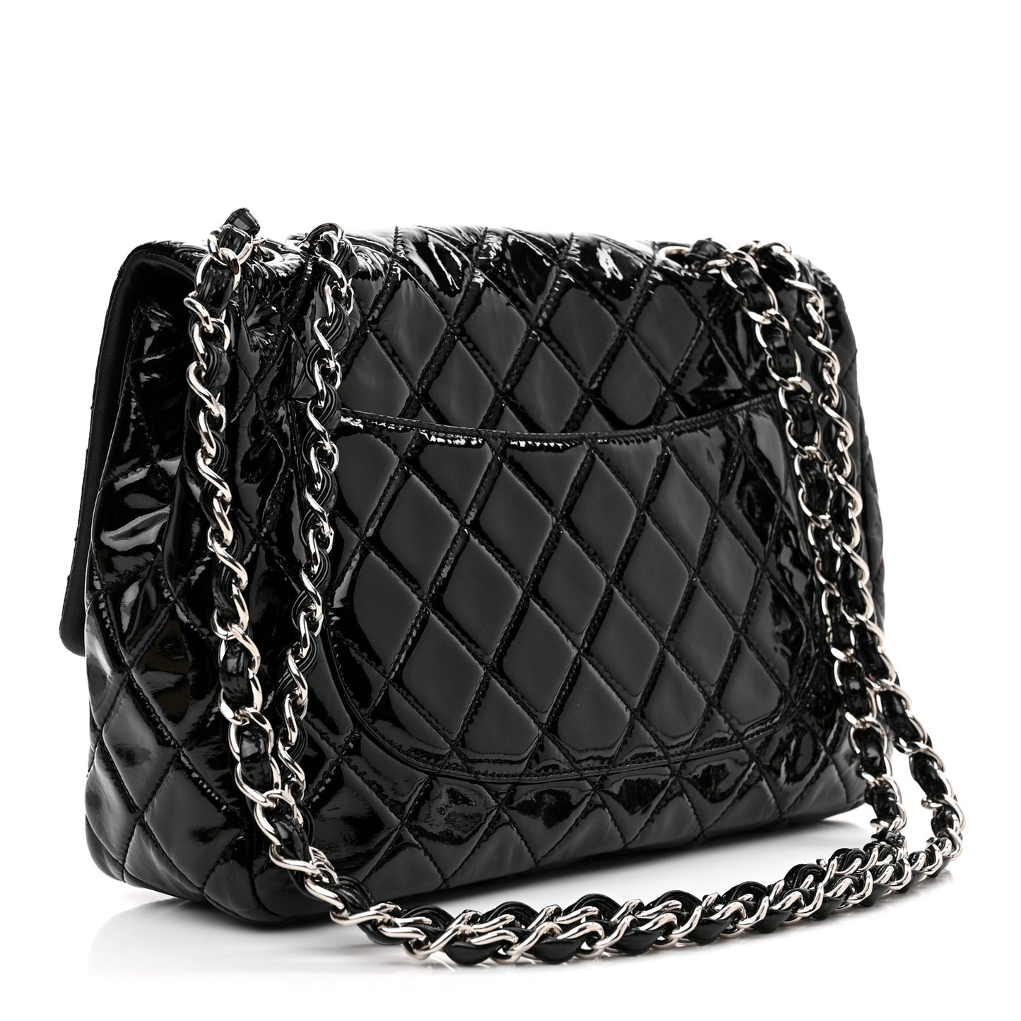 Patent Quilted Jumbo Single Flap Black