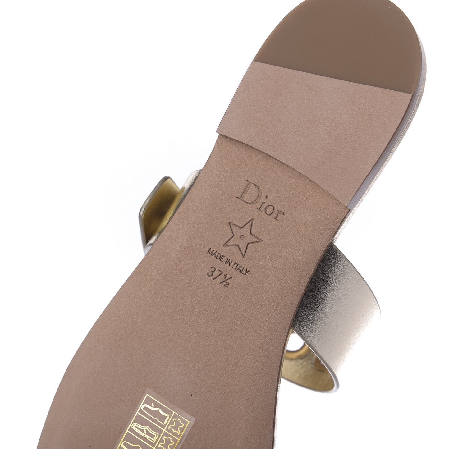 Laminated Calfskin D-Dior Slide Sandals 37.5 Pale Gold