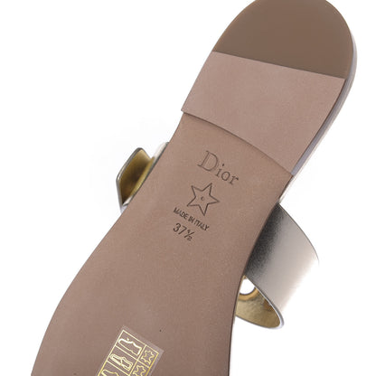Christian Dior Laminated Calfskin D-Dior Slide Sandals 37.5 Pale Gold 8 of 12
