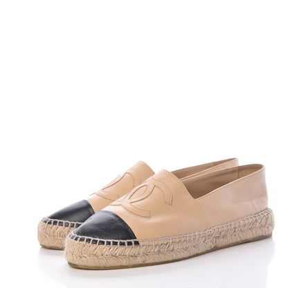 Chanel Lambskin CC Espadrilles 41 Beige Black 3 of 12