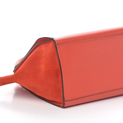 Celine Drummed Calfskin Suede Small Trapeze Vermillion 8 of 9