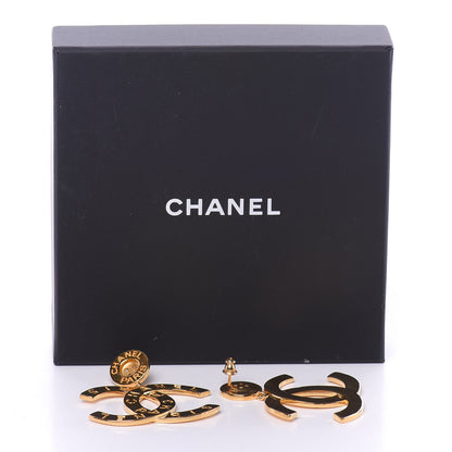 Chanel Metal Large Paris Button Earrings Gold 7 of 7