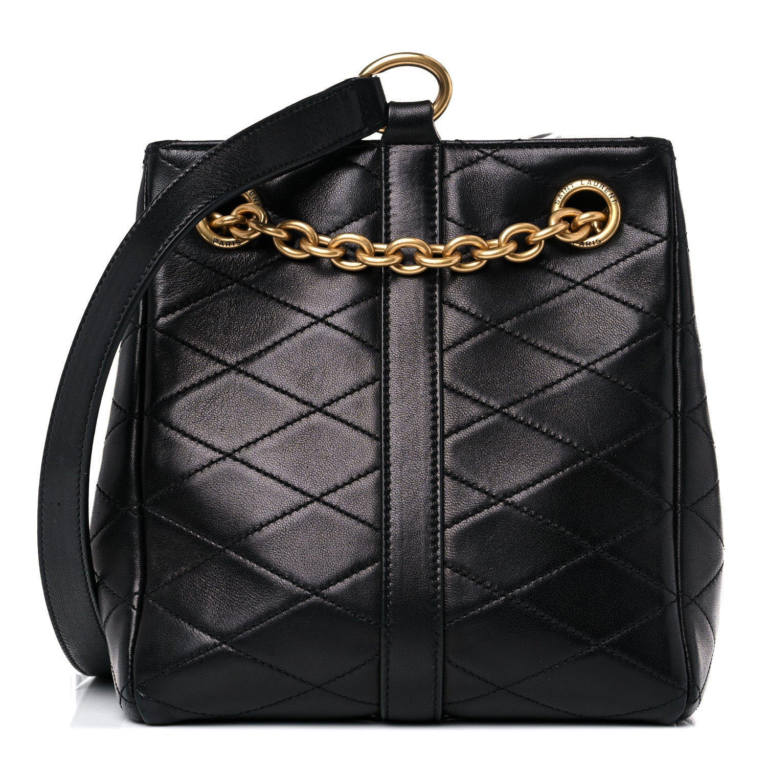 Saint Laurent Lambskin Quilted Mini Le Maillon Bucket Bag Black 1 of 12