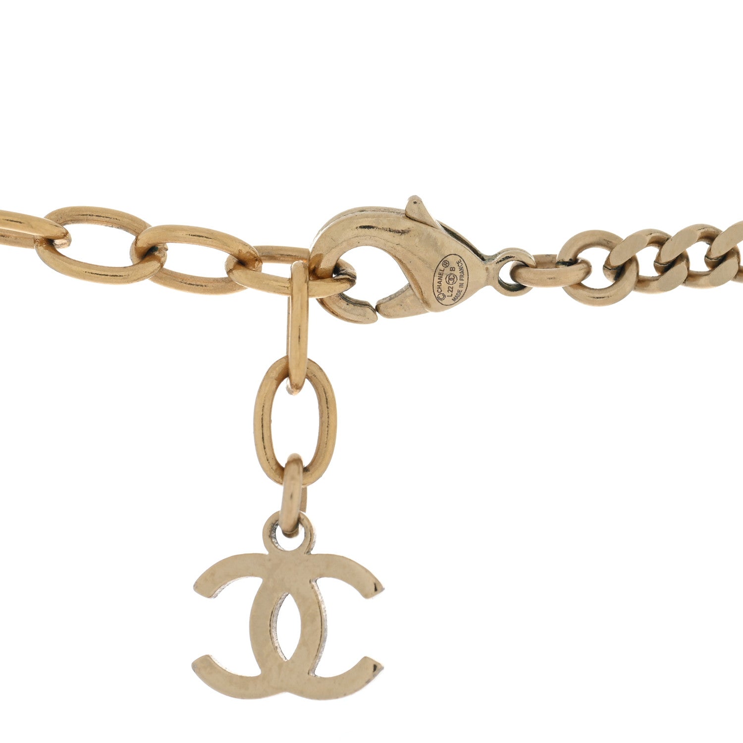 Chanel Crystal Pearl Resin CC Chain Necklace Gold Pearly White Black 4 of 4