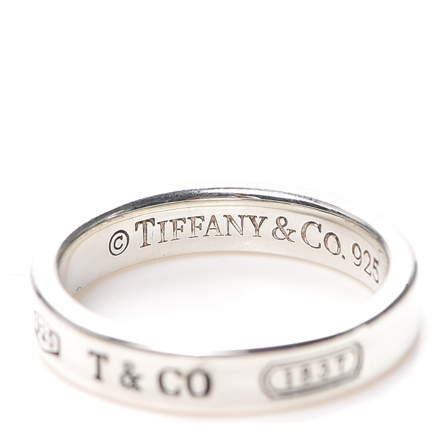 Tiffany Sterling Silver Narrow 1837 Band Ring 52 6 4 of 5