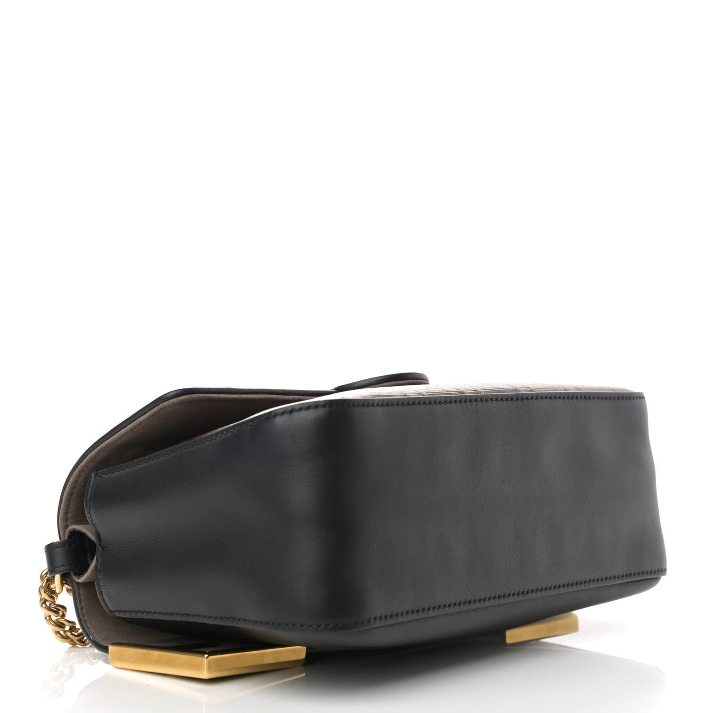 Vitello Grace Glazed Fabric FF 1974 Double F Shoulder Bag Black Mogano Panna