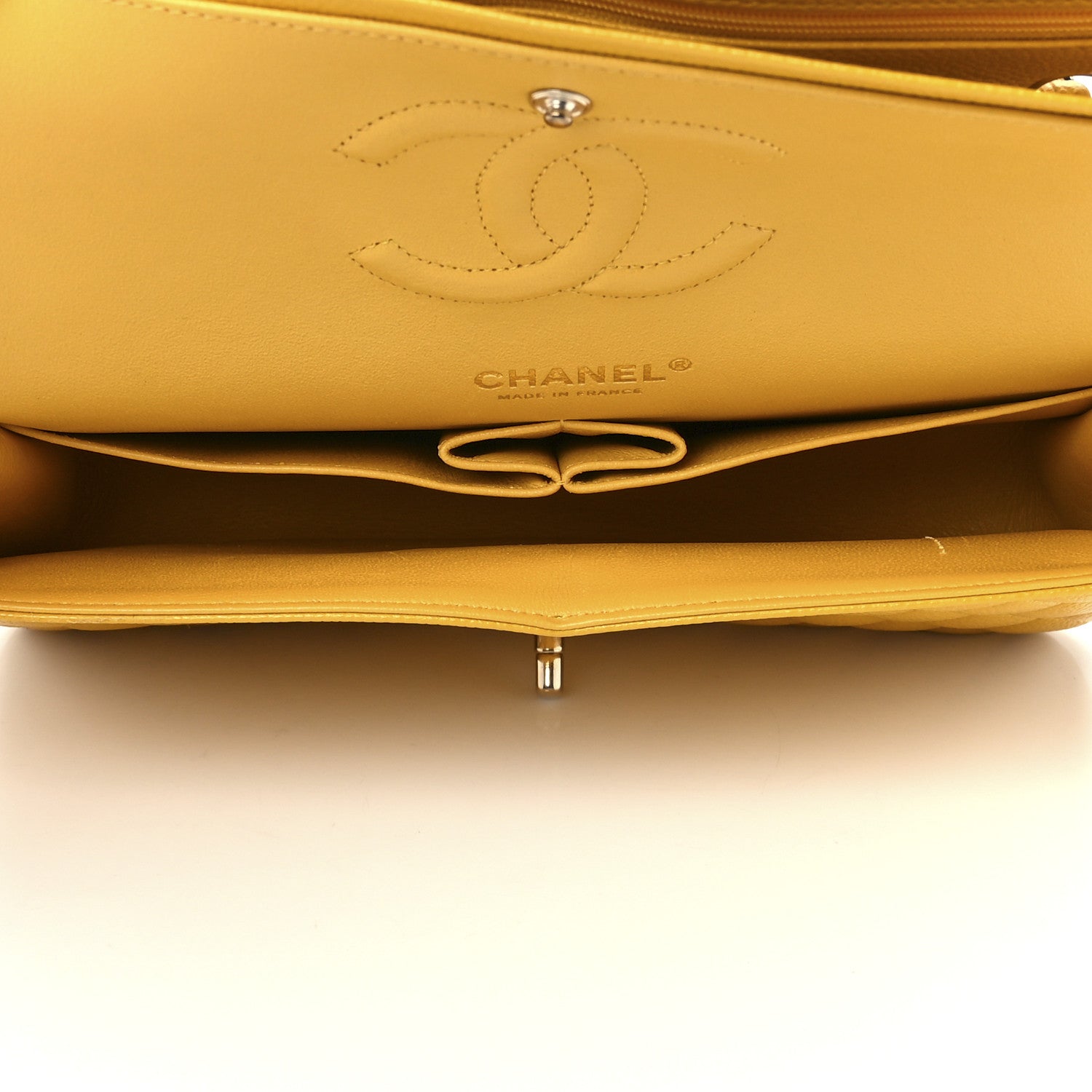 Chanel Caviar Quilted Medium Double Flap Yellow 3 of 12