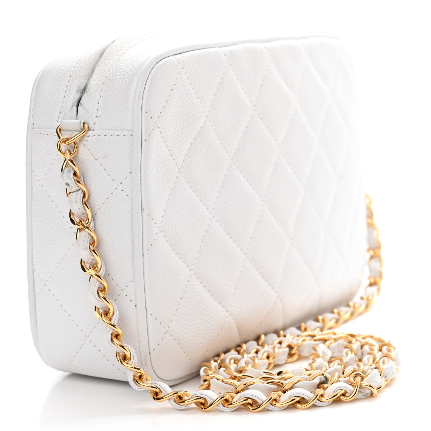 Caviar Quilted Camera Case White