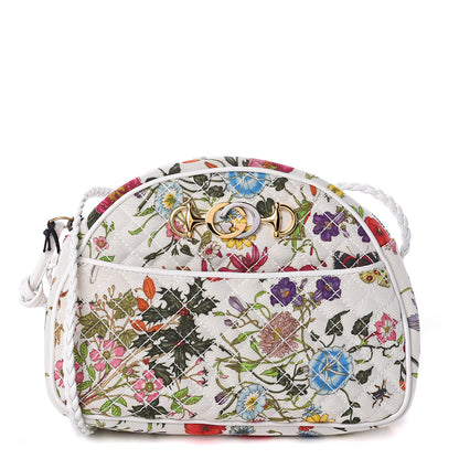 Gucci Canvas Flora Floral Trapuntata Small Zumi Dome Shoulder Bag White 1 of 7