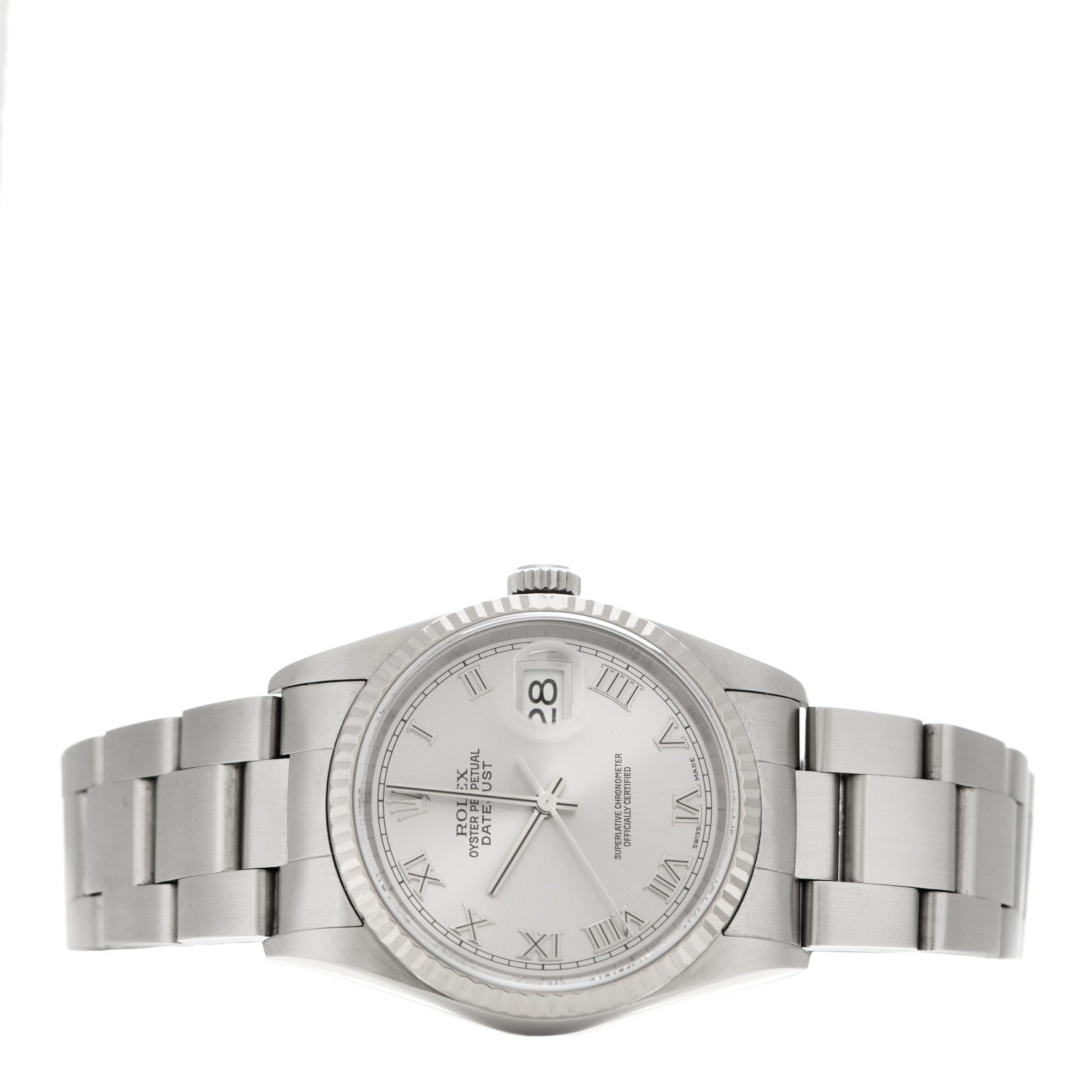 Rolex Stainless Steel 18K White Gold 36mm Oyster Perpetual Datejust Watch Silver Roman 16234 2 of 4
