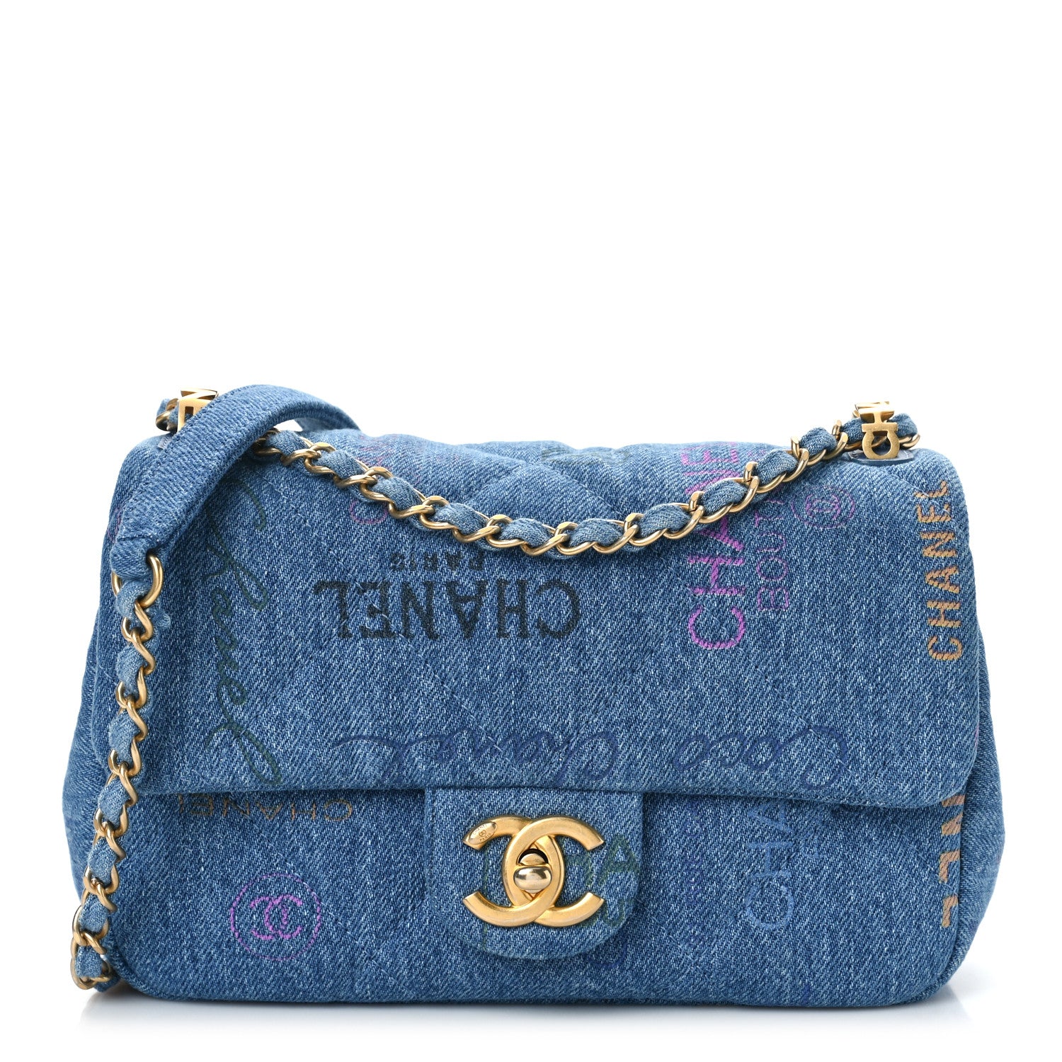 Chanel Denim Quilted Mini Denim Mood Rectangular Flap Blue Multicolor 1 of 9