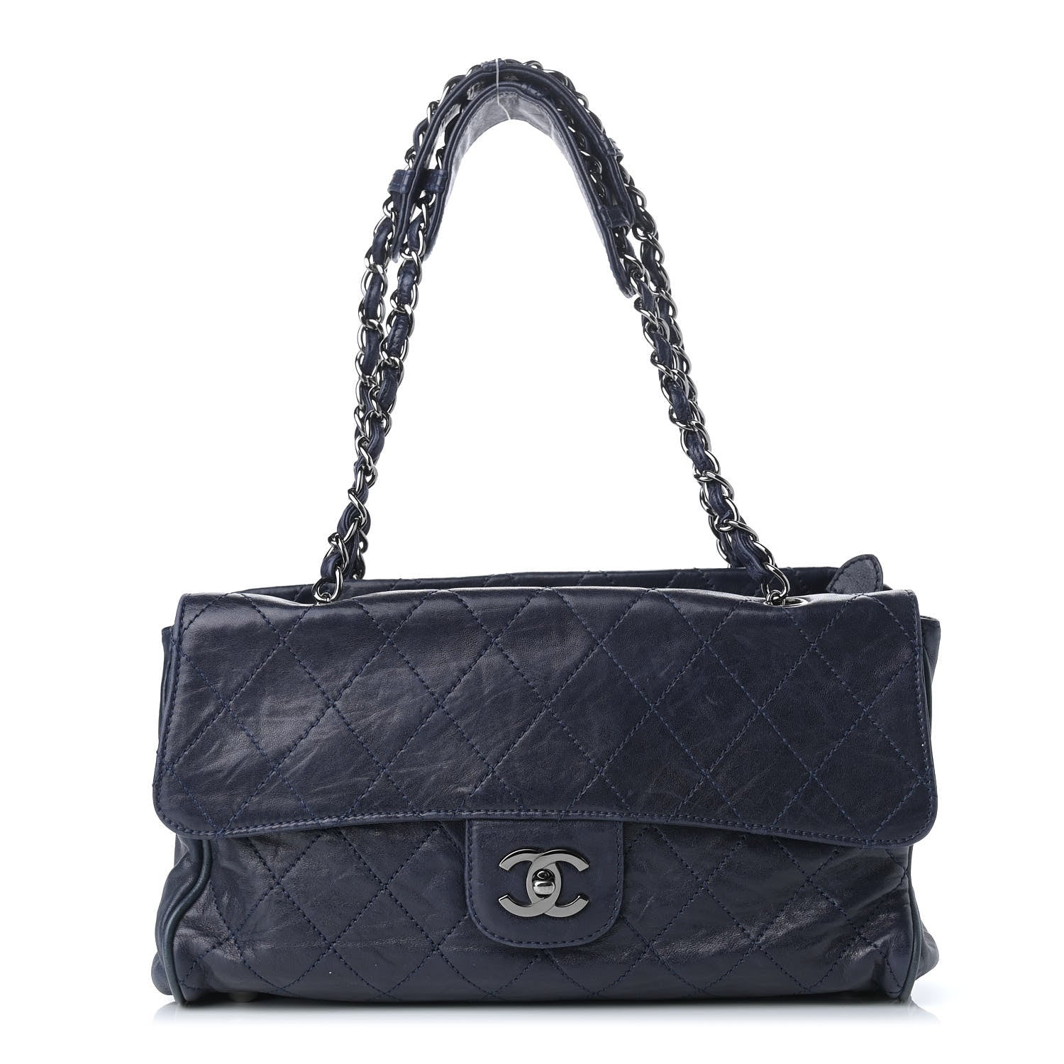Chanel Lambskin Quilted Ritz Flap Bag Navy 1 of 10