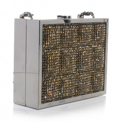 Chanel Crystal Square Quilted Box Clutch Bronze 3 of 8